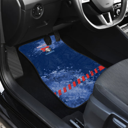 Personalised Newcastle Knights Rugby Car Mats Newy Warrior Mascot - Sporty Splash Art Style