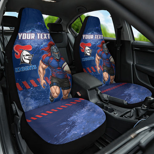 Personalised Newcastle Knights Rugby Car Seat Cover Newy Warrior Mascot - Sporty Splash Art Style