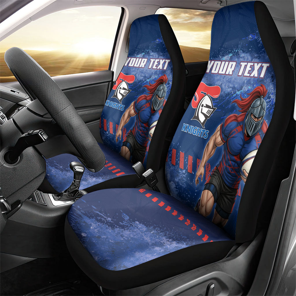 Personalised Newcastle Knights Rugby Car Seat Cover Newy Warrior Mascot - Sporty Splash Art Style