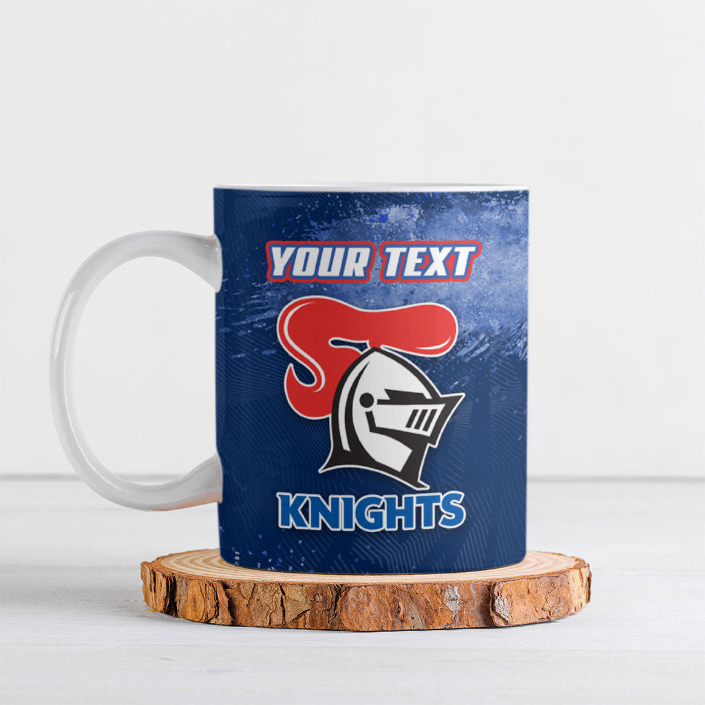 Personalised Newcastle Knights Rugby Ceramic Mug Newy Warrior Mascot - Sporty Splash Art Style