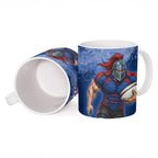 Personalised Newcastle Knights Rugby Ceramic Mug Newy Warrior Mascot - Sporty Splash Art Style