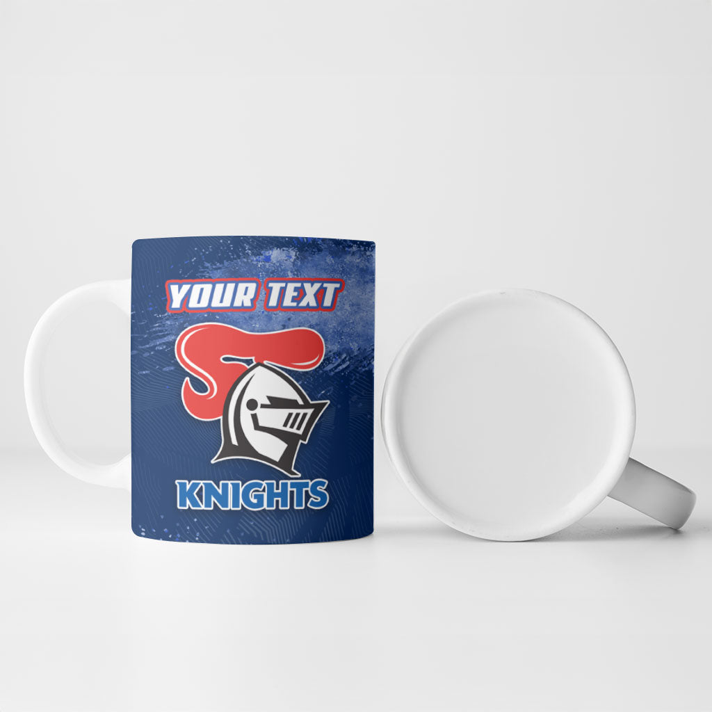 Personalised Newcastle Knights Rugby Ceramic Mug Newy Warrior Mascot - Sporty Splash Art Style