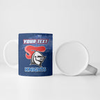 Personalised Newcastle Knights Rugby Ceramic Mug Newy Warrior Mascot - Sporty Splash Art Style