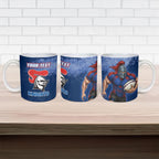 Personalised Newcastle Knights Rugby Ceramic Mug Newy Warrior Mascot - Sporty Splash Art Style