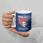 Personalised Newcastle Knights Rugby Ceramic Mug Newy Warrior Mascot - Sporty Splash Art Style