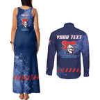 Personalised Newcastle Knights Rugby Couples Matching Tank Maxi Dress and Long Sleeve Button Shirt Newy Warrior Mascot - Sporty Splash Art Style