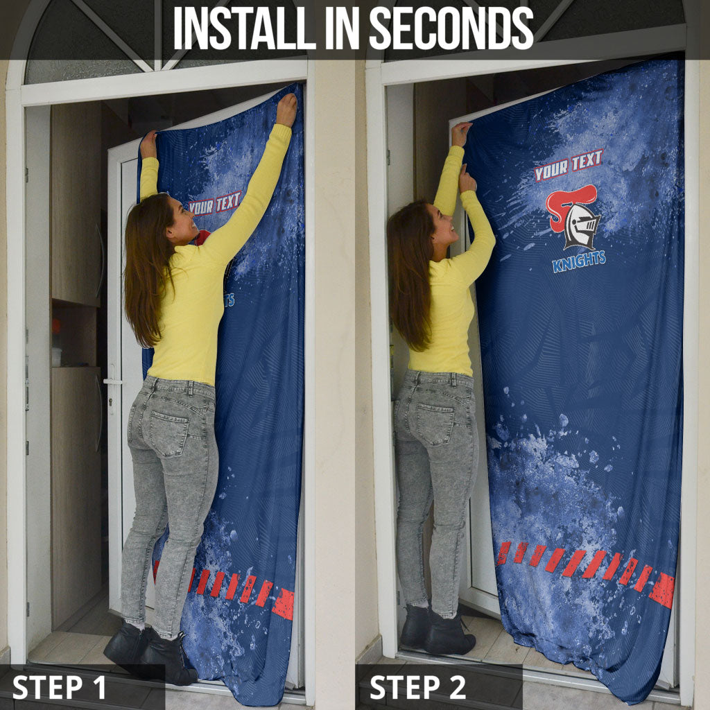 Personalised Newcastle Knights Rugby Door Cover Newy Warrior Mascot - Sporty Splash Art Style