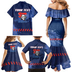 Personalised Newcastle Knights Rugby Family Matching Mermaid Dress and Hawaiian Shirt Newy Warrior Mascot - Sporty Splash Art Style