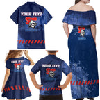 Personalised Newcastle Knights Rugby Family Matching Off Shoulder Maxi Dress and Hawaiian Shirt Newy Warrior Mascot - Sporty Splash Art Style