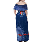 Personalised Newcastle Knights Rugby Family Matching Off Shoulder Maxi Dress and Hawaiian Shirt Newy Warrior Mascot - Sporty Splash Art Style