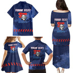 Personalised Newcastle Knights Rugby Family Matching Puletasi and Hawaiian Shirt Newy Warrior Mascot - Sporty Splash Art Style