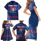 Personalised Newcastle Knights Rugby Family Matching Short Sleeve Bodycon Dress and Hawaiian Shirt Newy Warrior Mascot - Sporty Splash Art Style
