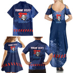 Personalised Newcastle Knights Rugby Family Matching Summer Maxi Dress and Hawaiian Shirt Newy Warrior Mascot - Sporty Splash Art Style