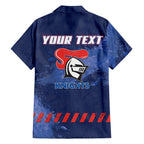 Personalised Newcastle Knights Rugby Family Matching Summer Maxi Dress and Hawaiian Shirt Newy Warrior Mascot - Sporty Splash Art Style