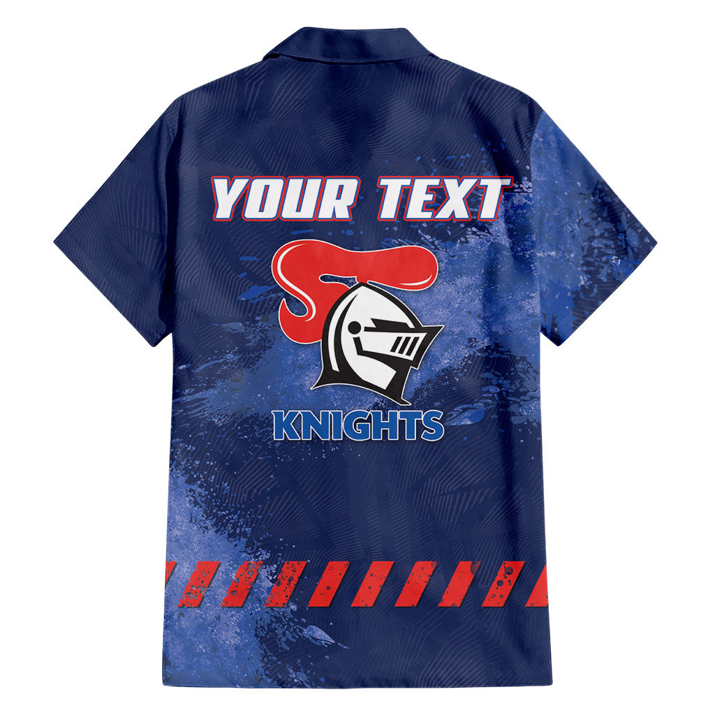 Personalised Newcastle Knights Rugby Family Matching Summer Maxi Dress and Hawaiian Shirt Newy Warrior Mascot - Sporty Splash Art Style