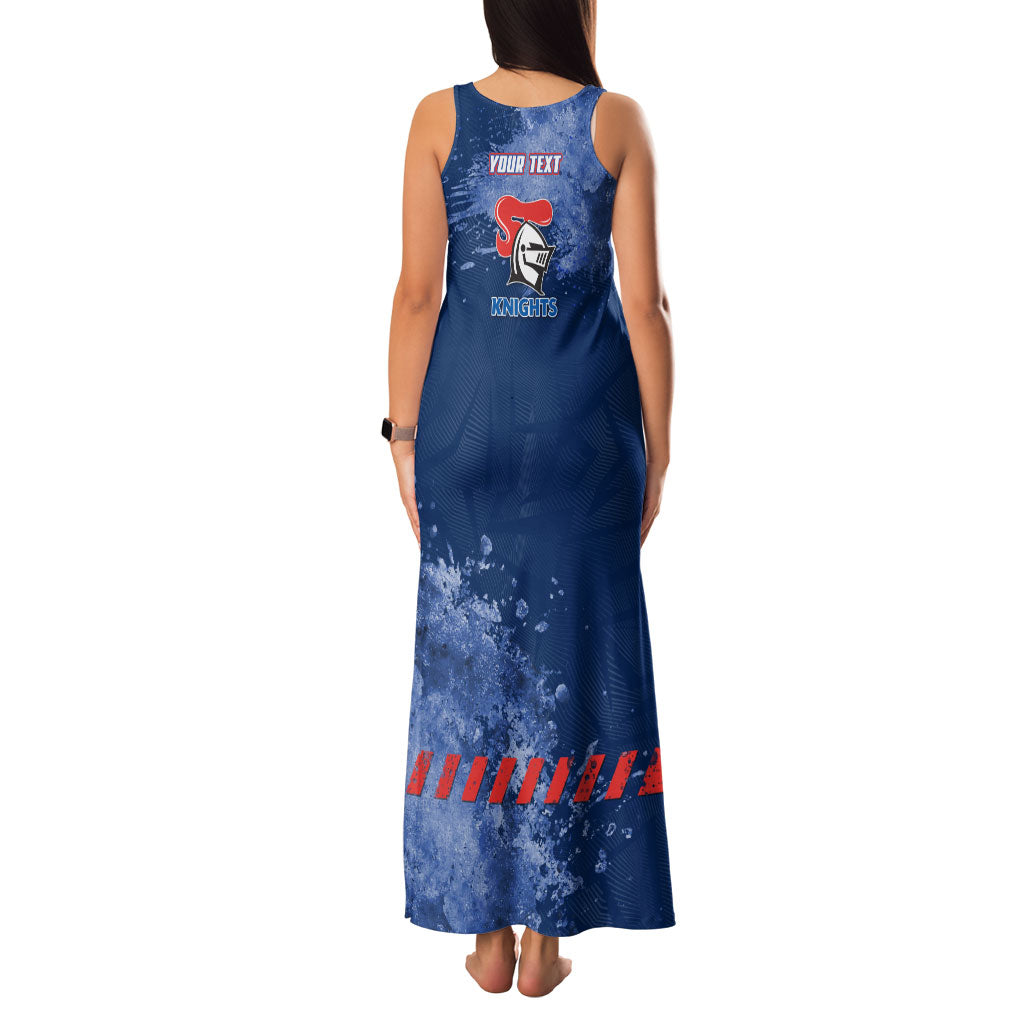 Personalised Newcastle Knights Rugby Family Matching Tank Maxi Dress and Hawaiian Shirt Newy Warrior Mascot - Sporty Splash Art Style