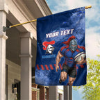 Personalised Newcastle Knights Rugby Garden Flag Newy Warrior Mascot - Sporty Splash Art Style