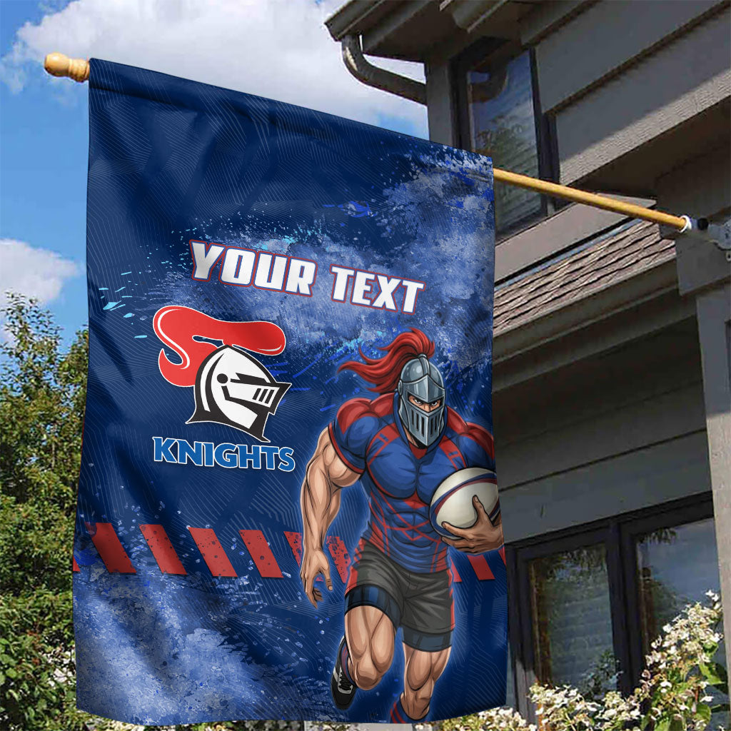 Personalised Newcastle Knights Rugby Garden Flag Newy Warrior Mascot - Sporty Splash Art Style