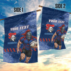 Personalised Newcastle Knights Rugby Garden Flag Newy Warrior Mascot - Sporty Splash Art Style