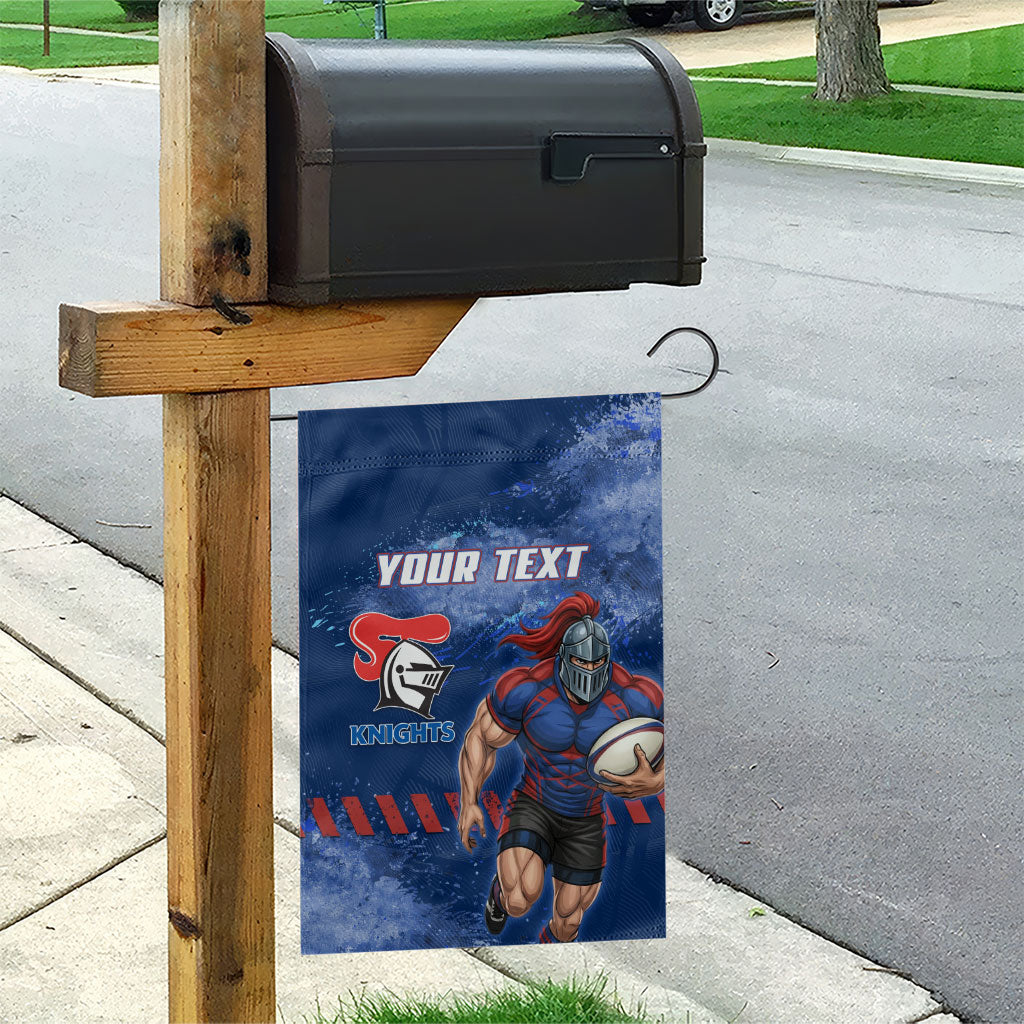 Personalised Newcastle Knights Rugby Garden Flag Newy Warrior Mascot - Sporty Splash Art Style