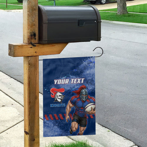 Personalised Newcastle Knights Rugby Garden Flag Newy Warrior Mascot - Sporty Splash Art Style