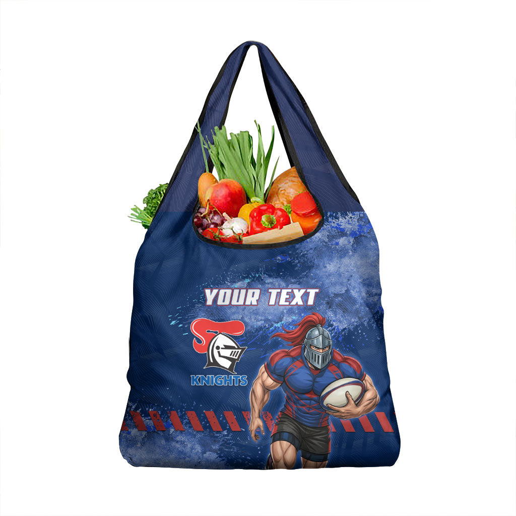 Personalised Newcastle Knights Rugby Grocery Bag Newy Warrior Mascot - Sporty Splash Art Style
