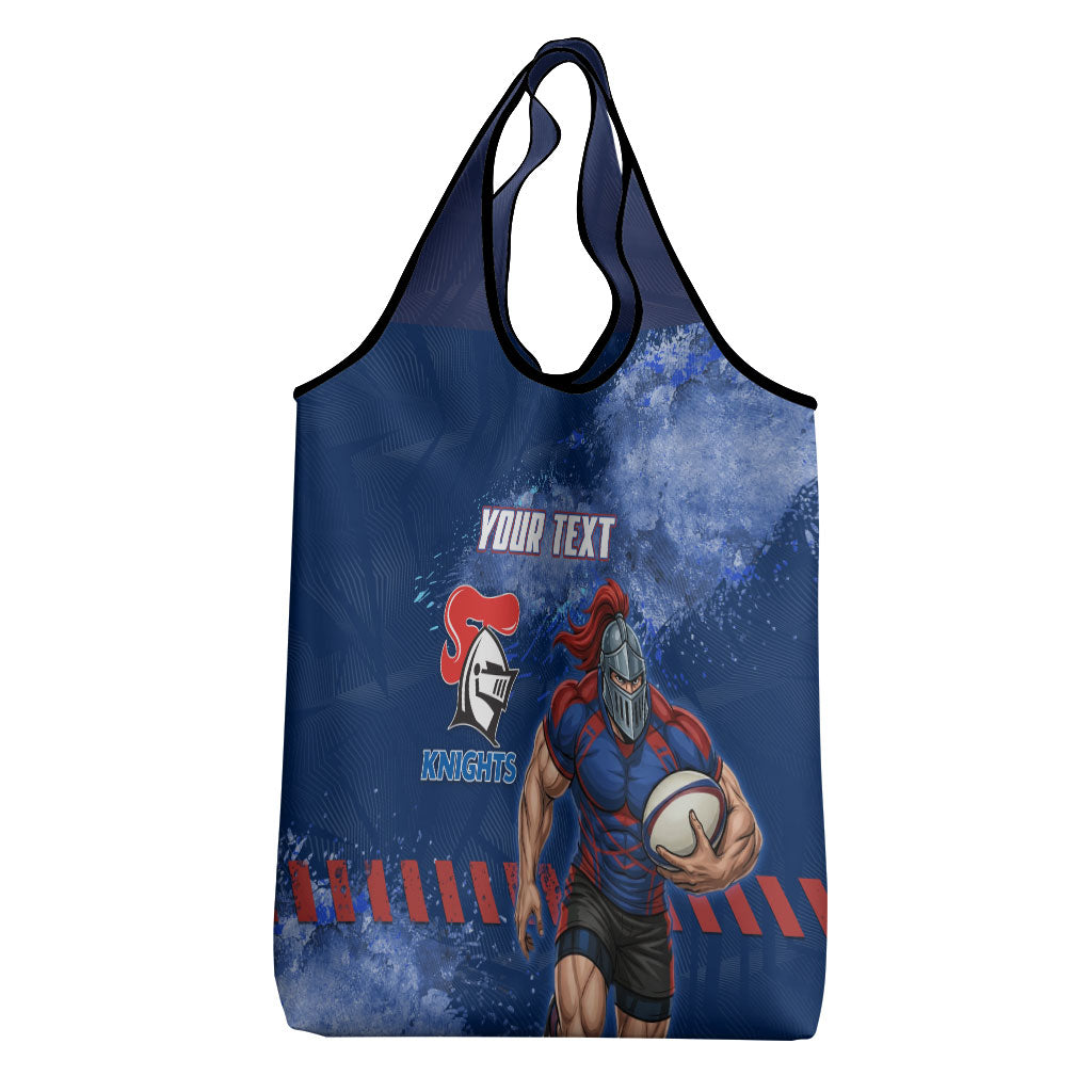 Personalised Newcastle Knights Rugby Grocery Bag Newy Warrior Mascot - Sporty Splash Art Style
