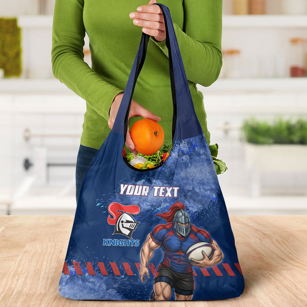 Personalised Newcastle Knights Rugby Grocery Bag Newy Warrior Mascot - Sporty Splash Art Style