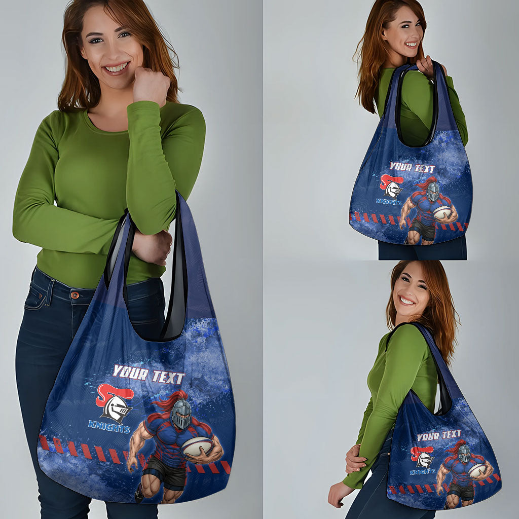 Personalised Newcastle Knights Rugby Grocery Bag Newy Warrior Mascot - Sporty Splash Art Style