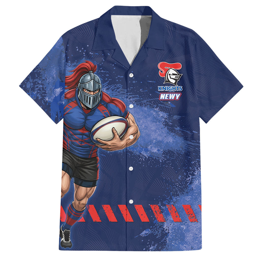Personalised Newcastle Knights Rugby Hawaiian Shirt Newy Warrior Mascot - Sporty Splash Art Style