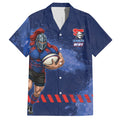 Personalised Newcastle Knights Rugby Hawaiian Shirt Newy Warrior Mascot - Sporty Splash Art Style