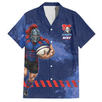 Personalised Newcastle Knights Rugby Hawaiian Shirt Newy Warrior Mascot - Sporty Splash Art Style