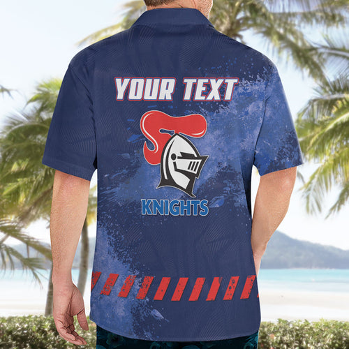 Personalised Newcastle Knights Rugby Hawaiian Shirt Newy Warrior Mascot - Sporty Splash Art Style