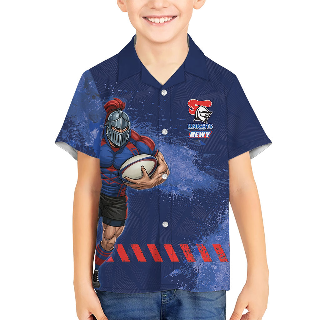 Personalised Newcastle Knights Rugby Hawaiian Shirt Newy Warrior Mascot - Sporty Splash Art Style