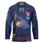 Personalised Newcastle Knights Rugby Hockey Jersey Newy Warrior Mascot - Sporty Splash Art Style