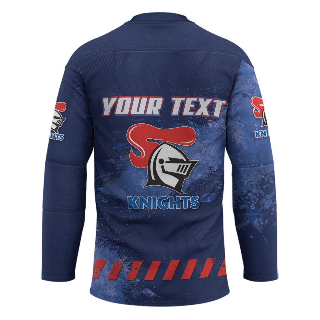 Personalised Newcastle Knights Rugby Hockey Jersey Newy Warrior Mascot - Sporty Splash Art Style