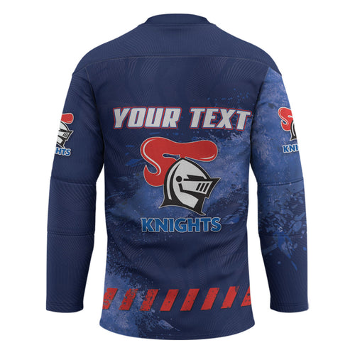 Personalised Newcastle Knights Rugby Hockey Jersey Newy Warrior Mascot - Sporty Splash Art Style