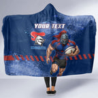 Personalised Newcastle Knights Rugby Hooded Blanket Newy Warrior Mascot - Sporty Splash Art Style
