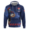 Personalised Newcastle Knights Rugby Hoodie Newy Warrior Mascot - Sporty Splash Art Style