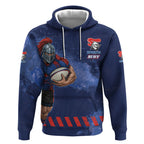Personalised Newcastle Knights Rugby Hoodie Newy Warrior Mascot - Sporty Splash Art Style
