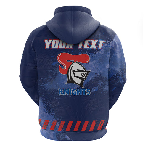 Personalised Newcastle Knights Rugby Hoodie Newy Warrior Mascot - Sporty Splash Art Style
