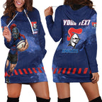 Personalised Newcastle Knights Rugby Hoodie Dress Newy Warrior Mascot - Sporty Splash Art Style