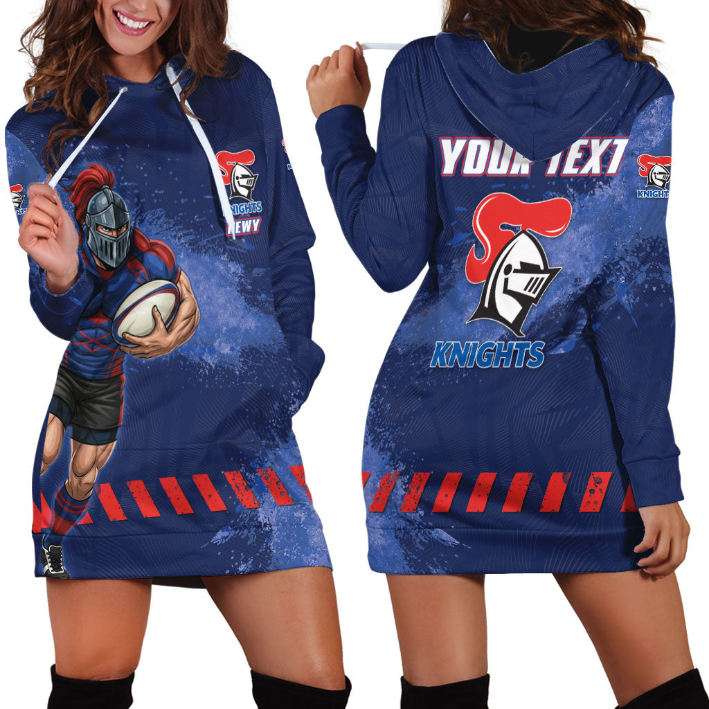 Personalised Newcastle Knights Rugby Hoodie Dress Newy Warrior Mascot - Sporty Splash Art Style