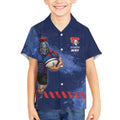 Personalised Newcastle Knights Rugby Kid Hawaiian Shirt Newy Warrior Mascot - Sporty Splash Art Style