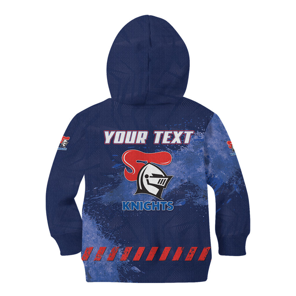 Personalised Newcastle Knights Rugby Kid Hoodie Newy Warrior Mascot - Sporty Splash Art Style