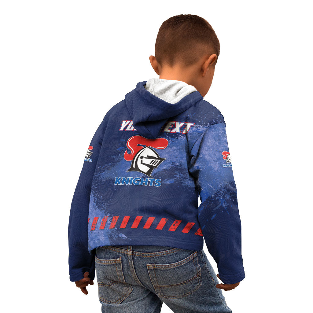 Personalised Newcastle Knights Rugby Kid Hoodie Newy Warrior Mascot - Sporty Splash Art Style