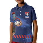 Personalised Newcastle Knights Rugby Kid Polo Shirt Newy Warrior Mascot - Sporty Splash Art Style