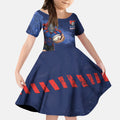 Personalised Newcastle Knights Rugby Kid Short Sleeve Dress Newy Warrior Mascot - Sporty Splash Art Style