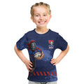 Personalised Newcastle Knights Rugby Kid T Shirt Newy Warrior Mascot - Sporty Splash Art Style