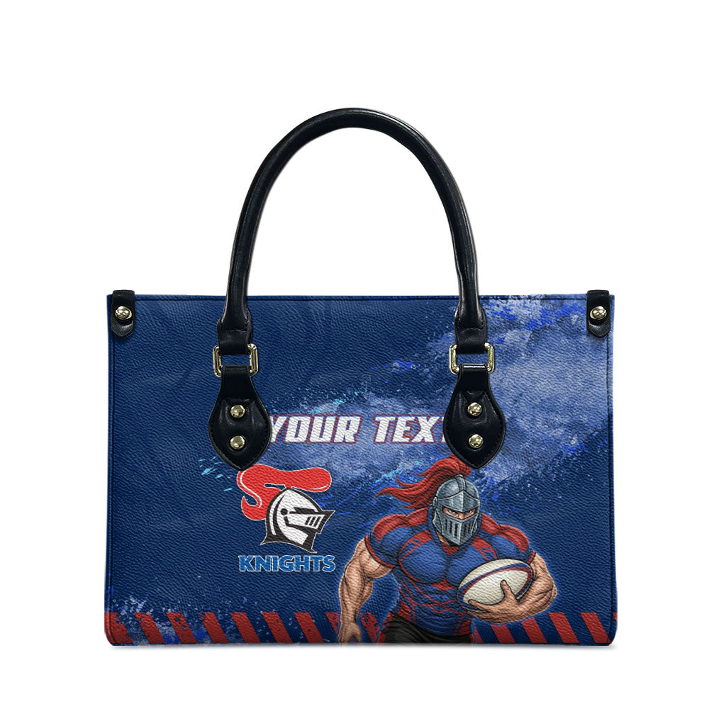 Personalised Newcastle Knights Rugby Leather Bag Newy Warrior Mascot - Sporty Splash Art Style